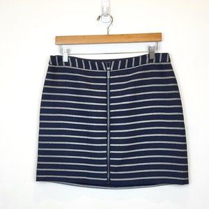 The Limited Blue Gray Striped Front Zip Mini Pencil Skirt, Size 10, NWT
